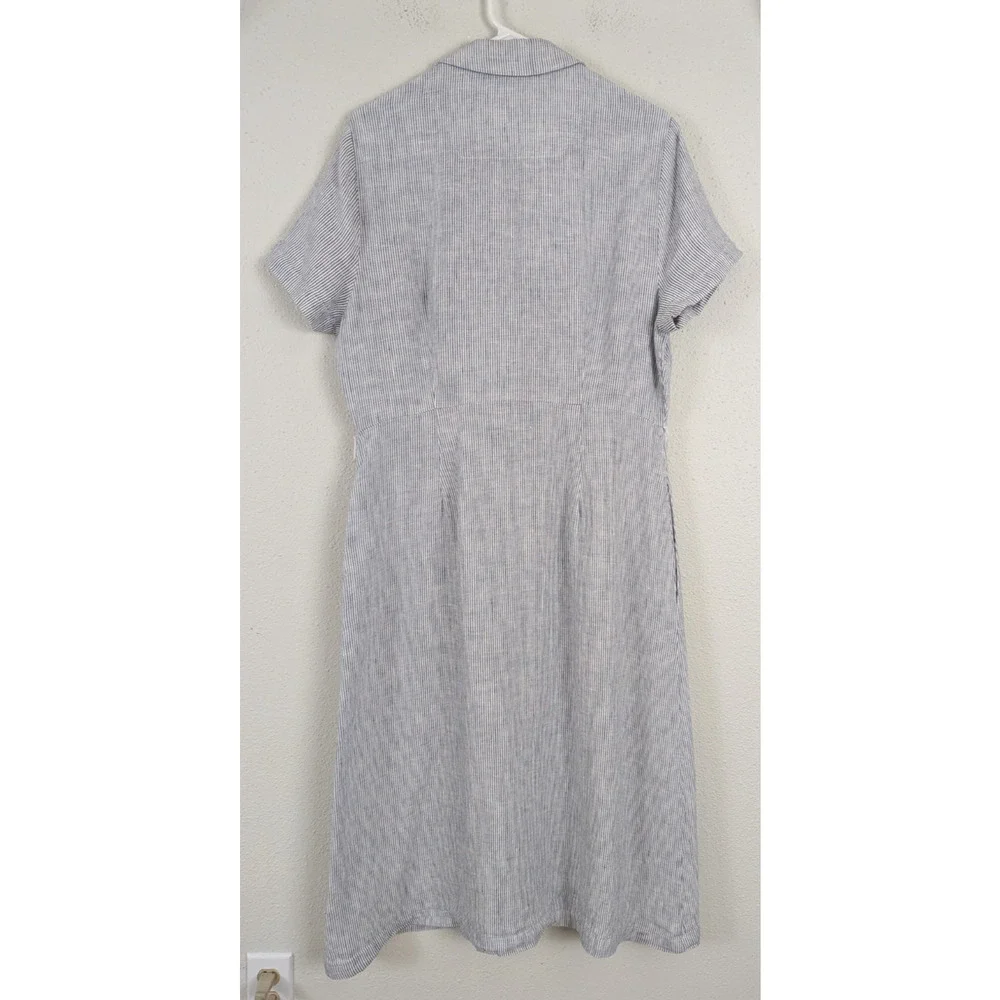 Quince Light Blue Striped Midi Shirt Dress - Picture 4 of 6